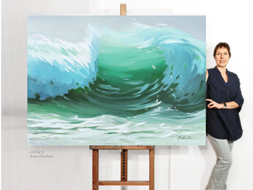 Картина Большая Волна. Художник Анна Гречина. Живопись, масло.