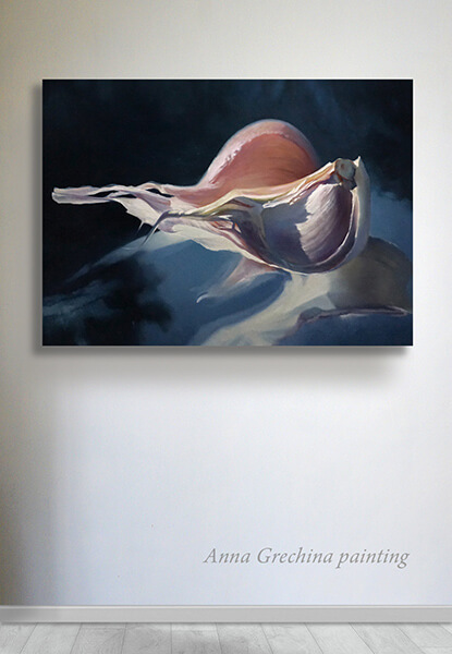 Картина Чеснок "Любовь". Художник Гречина Анна. Живопись, масло. Гиперреализм.