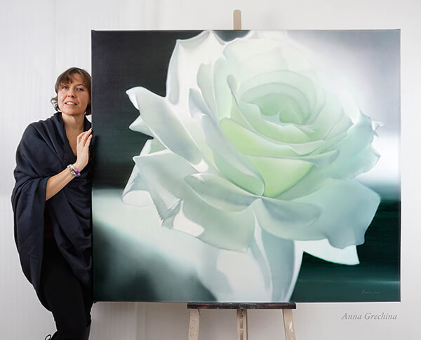 Картина Розы "Другая сторона луны". Художник Гречина Анна. Живопись, масло. Гиперреализм.