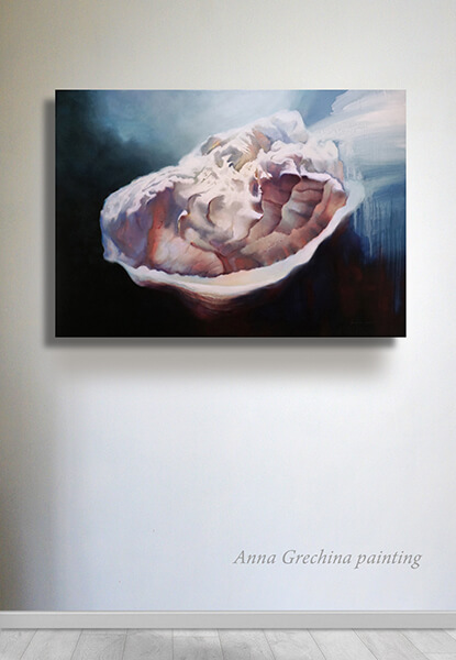 Картина с ракушкой "Другое пространство". Художник Анна Гречина. Живопись, масло. Гиперреализм