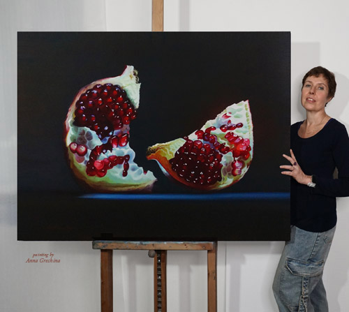 Картина гранаты "Он и она". Художник Гречина Анна. Живопись, масло.