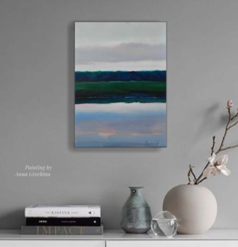 Картина "Небо и отражение" . Живопись, масло. Художник Анна Гречина.