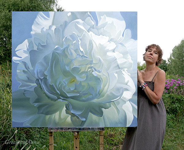 Картина Пионы "В тени неба". Художник Гречина Анна. Живопись, масло.