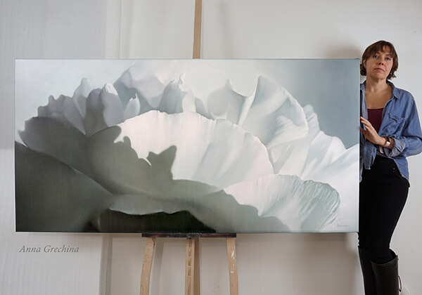 Картина Пионы "Рождение утра". Художник Гречина Анна. Живопись, масло.