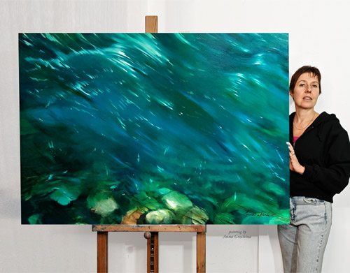 Картина Изумрудная вода. Художник Анна Гречина. Живопись, масло.