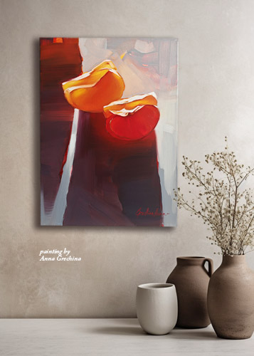 В тени мандарина. Живопись, масло. Художник Анна Гречина.