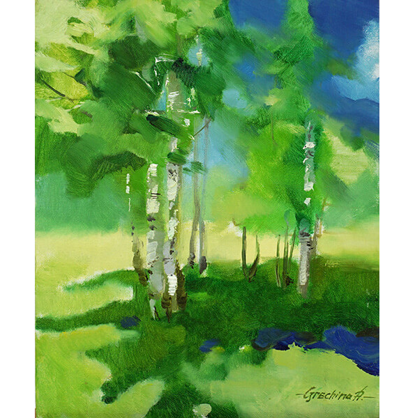 "Весна берёзовая". Пейзаж. Художник Гречина Анна