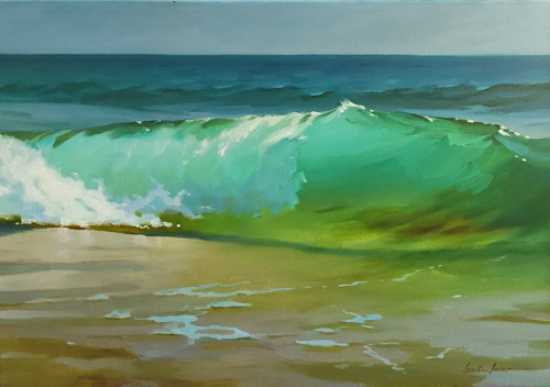 Картина Волна и солнце. Художник Анна Гречина. Живопись, масло.