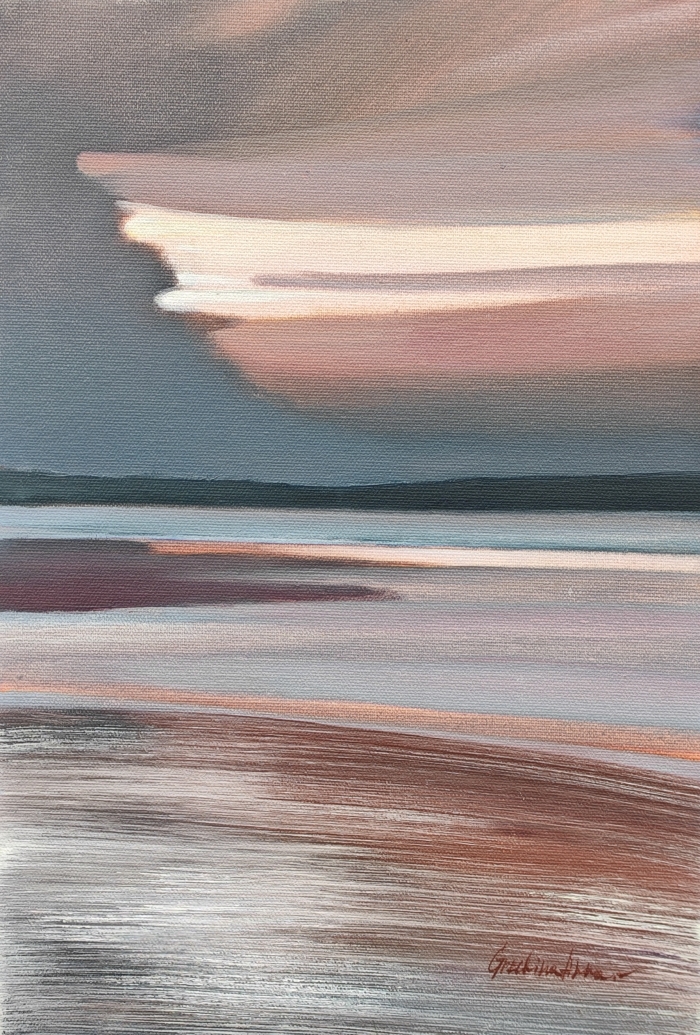 Картина Закат на озере Селигер. Живопись, масло. Художник Анна Гречина.